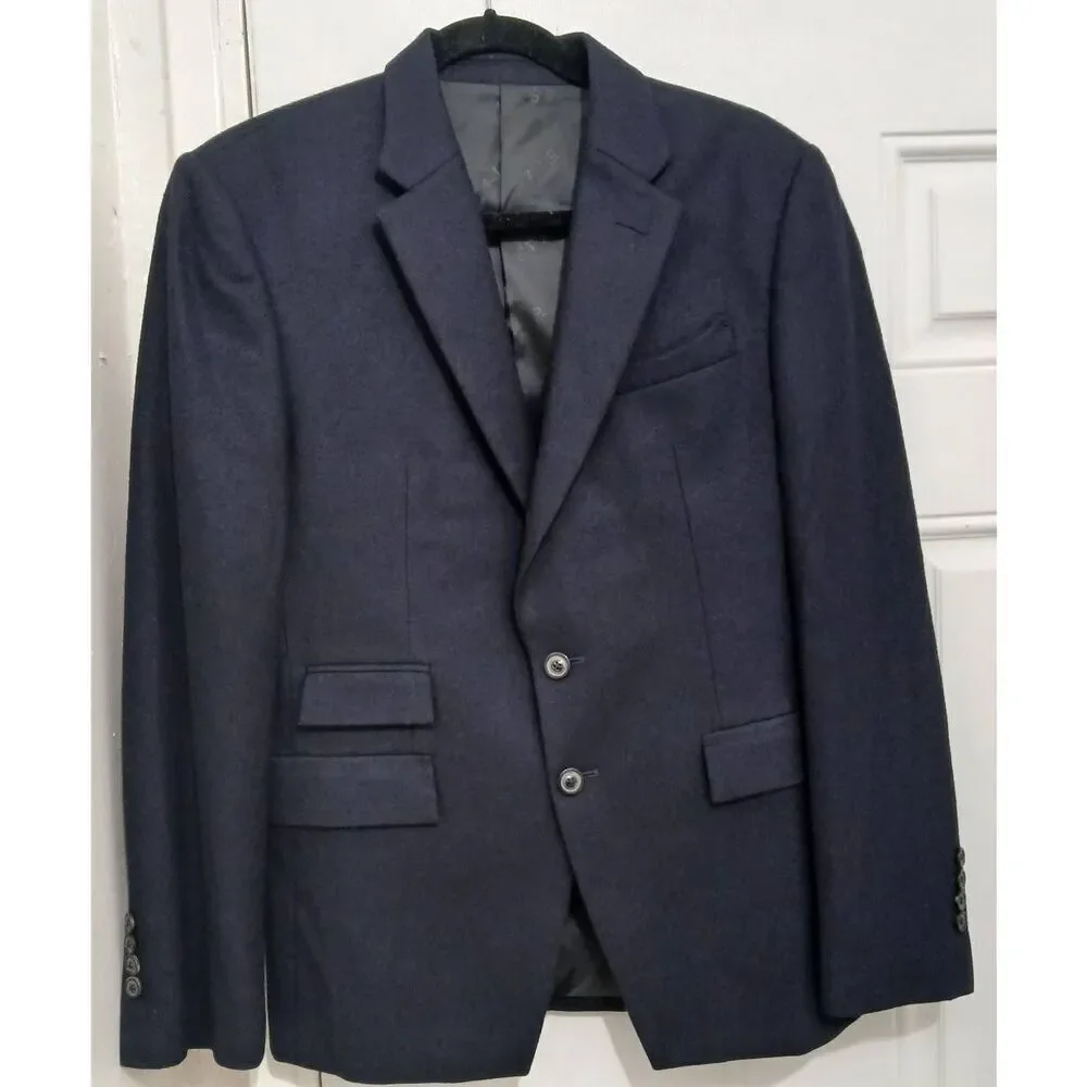 Zio songzio mens size 38S small blazer jacket wool navy blue